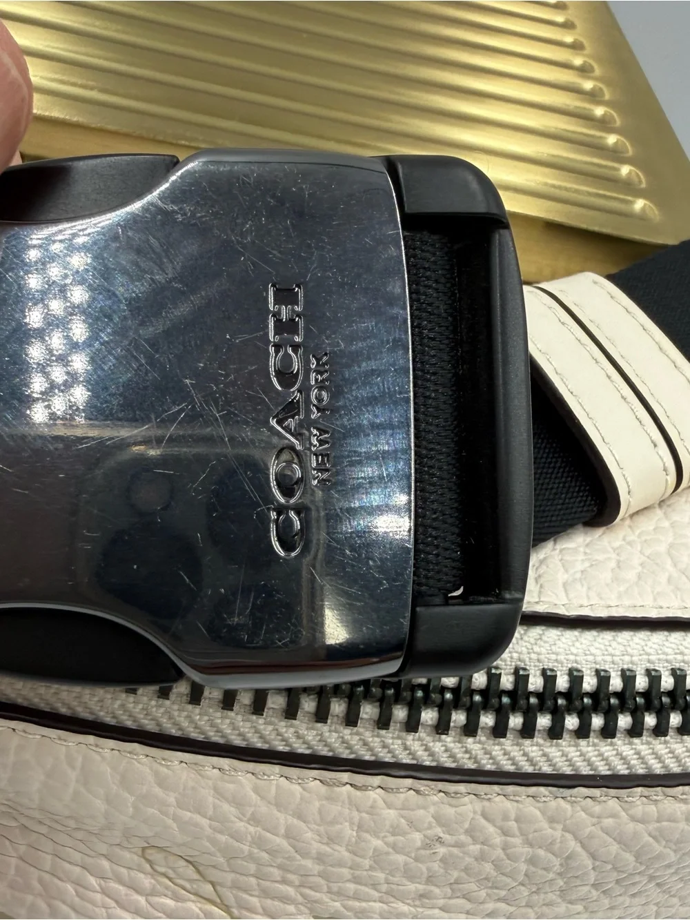 Coach Men Gunmetal/Chalk Warren Horse And Carriage Leather Belt Bag (C4137)